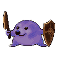 Blue Pup skin: a blue dog with a sword and shield.