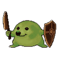 Green Pup skin: a green dog with a sword and shield.
