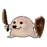 Platinum Rank skin: a pale platinum dog with a sword and shield.