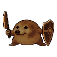 Shadow Pup skin: a black dog with a sword and shield.